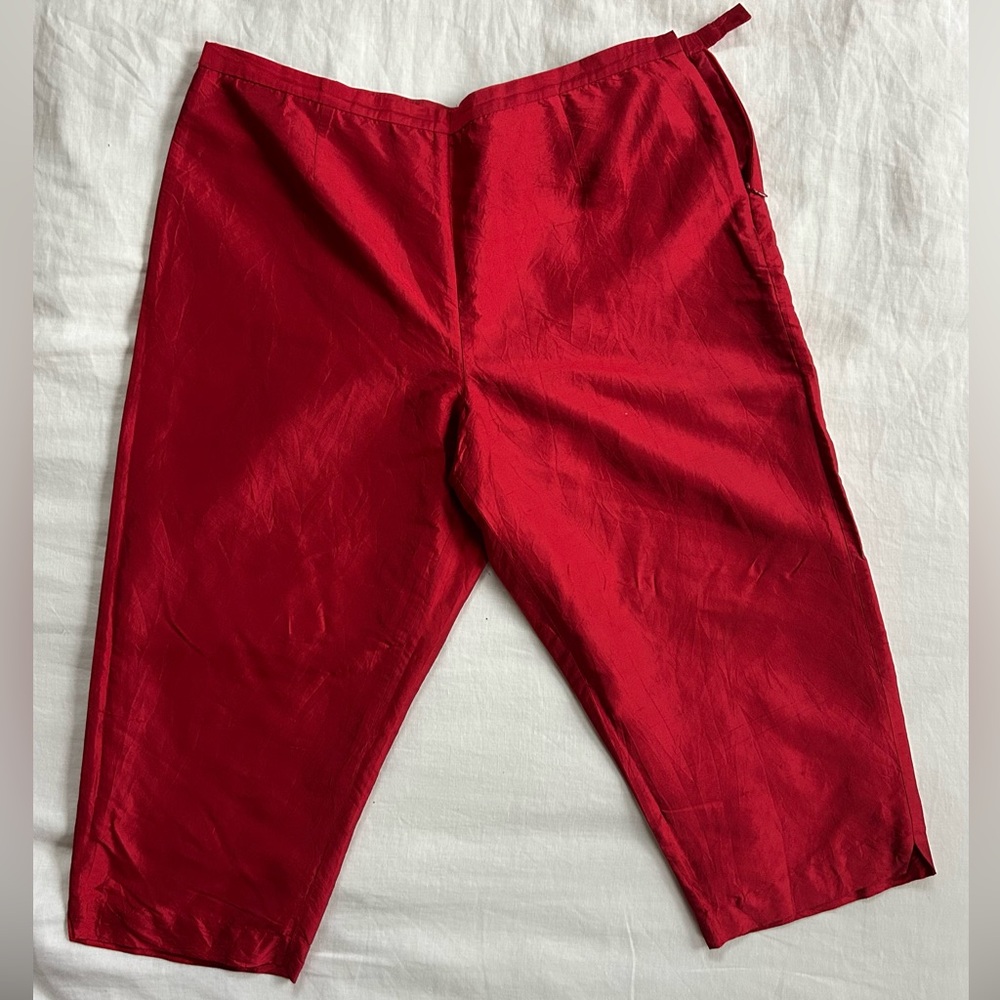 Ruby Red Raw Silk Coldwater Creek Capris